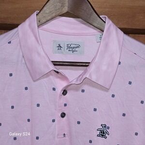Original Penguin Mens Pink Fair Isle Snowflake Print Polo Shirt OGKSD036 Large